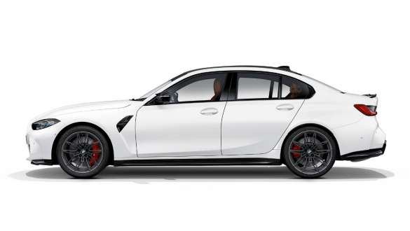 Дизайн бічної частини BMW M3 Competition Седан у кольорі Frozen Brilliant White metalic G80 2020 Дизайн бічної частини BMW M3 Competition Седан G80 2020 у кольорі Frozen Brilliant White metalic, вид збоку
