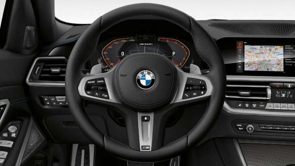 Шкіряне кермо M BMW М340і xDrive Седан G20 2020 Шкіряне кермо M BMW М340і xDrive Седан G20 2020, інтер’єр, кокпіт