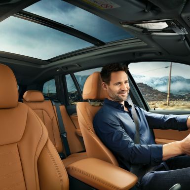 BMW X3 M40i, кабіна з чоловіком за кермом BMW X3 M40i, кабіна з чоловіком за кермом