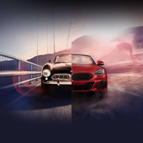 BMW Z4 Родстер з водієм Знімок спереду BMW Z4 Родстер з водієм в пустелі