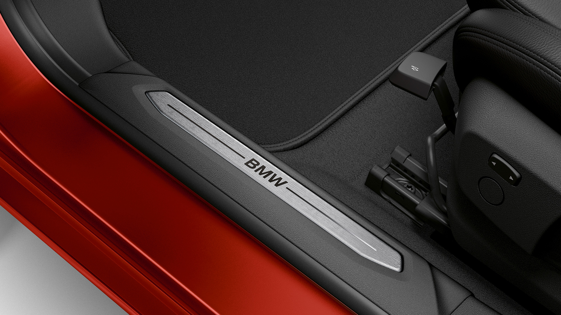 Оздоблення порогів BMW 2 серії Gran Coupé Модель Sport Line Оздоблення порогів BMW 2 серії Gran Coupé Модель Sport Line Melbourne Red F44 інтер'єр