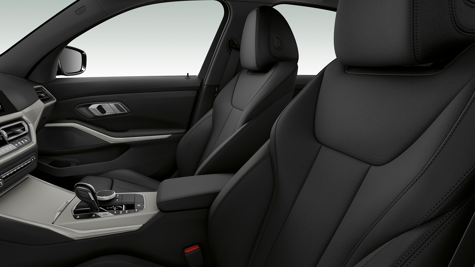 BMW 3 серії Седан Advantage, передні сидіння. Вид збоку передніх сидінь седана BMW 3 серії Advantage крупним планом.