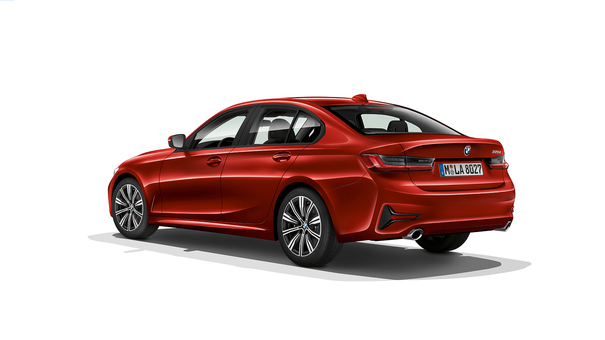 BMW 3 серії Седан Advantage, задня частина. Задній знімок седана BMW 3 серії Advantage з поворотом в три чверті.
