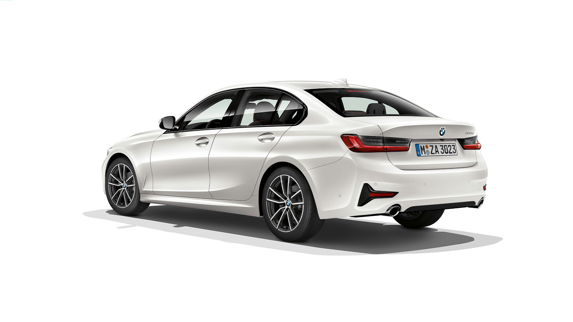 BMW 3 серії Седан Sport Line, задня частина. Задній знімок седана BMW 3 серії Sport Line з поворотом в три чверті.