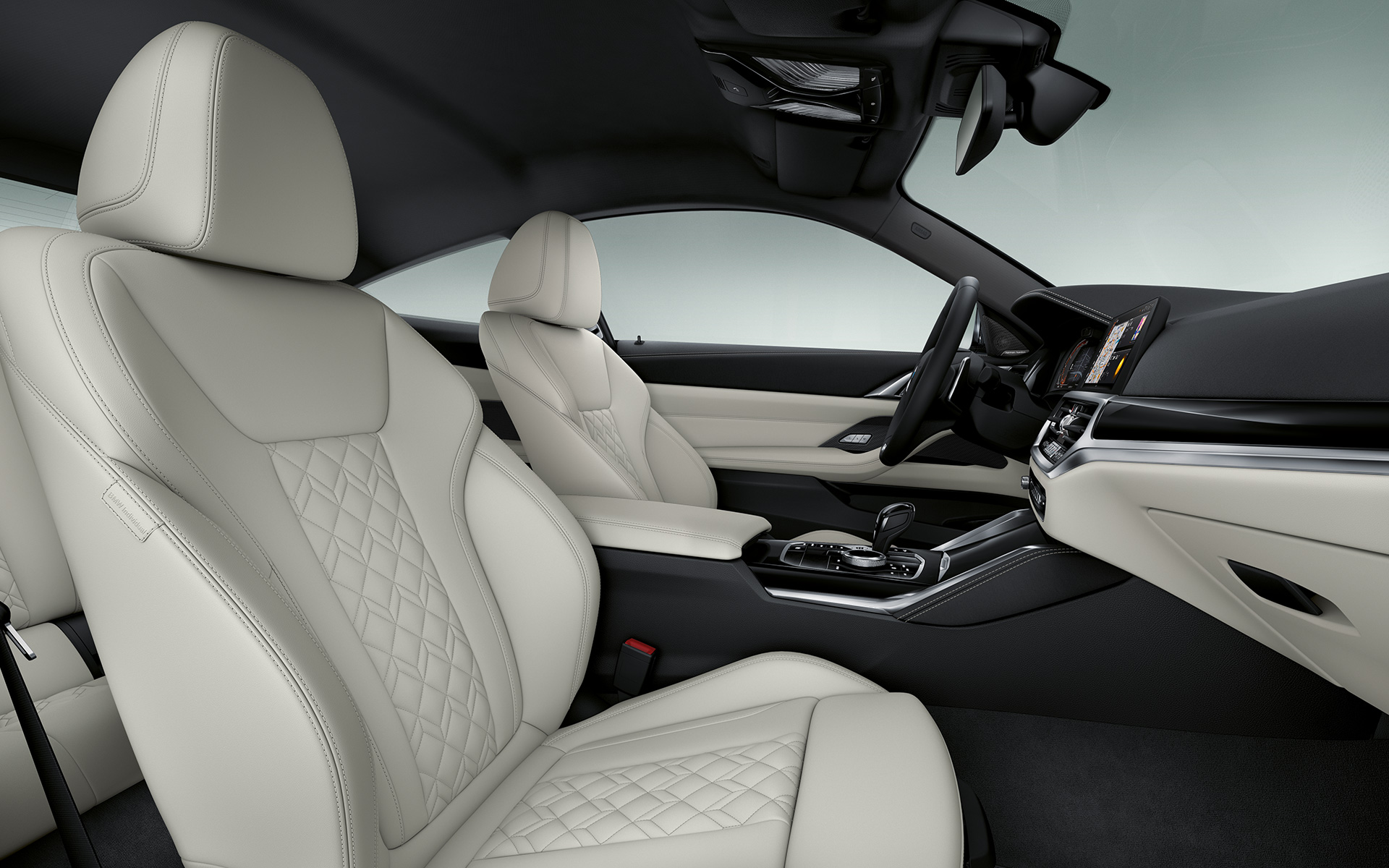 Розширене оздоблення шкірою BMW Individual Merino у кольорі Ivory White на BMW 4 серії Coupe Individual G22 2020, кокпіт Розширене оздоблення шкірою BMW Individual 'Merino' у кольорі Ivory White на BMW 4 серії Coupe Individual G22 2020