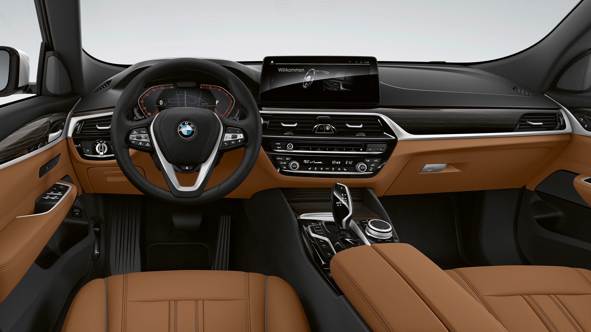 Кокпіт BMW 6 серії Gran Turismo G32 2020 у базовій комплектації BMW 6 серії Gran Turismo G32 620d 2020 у базовій комплектації, шкіра Dakota кольору Cognac/Black в інтер’єрі