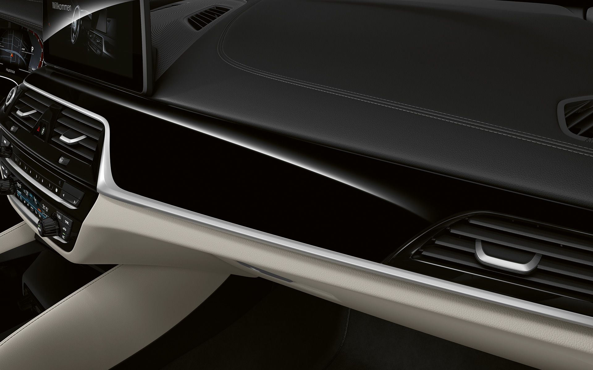Оздоблення салону BMW 6 серії Gran Turismo у кольорі piano finish Black G32 2020, кокпіт салону