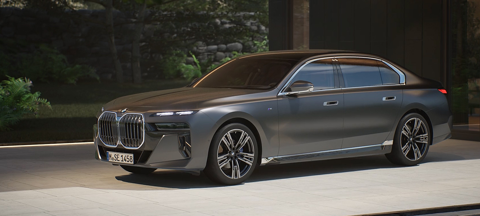 BMW 7 серії Седан G70 ICE 740i пакет M Sport, екстер’єр BMW 7-series Седан G70 ICE 740i пакет M Sport, Frozen Deep gray metalliс, 21-дюймові легкосплавні диски M Star-spoke з подвійними спицями 908, екстер’єр