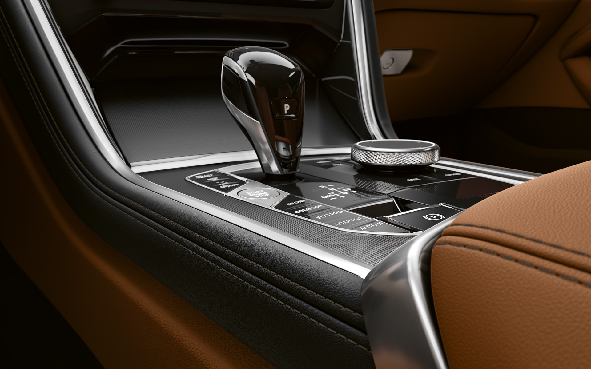 BMW 8 серії Coupe, центральна консоль Центральна консоль BMW 8 серії Coupe крупним планом.