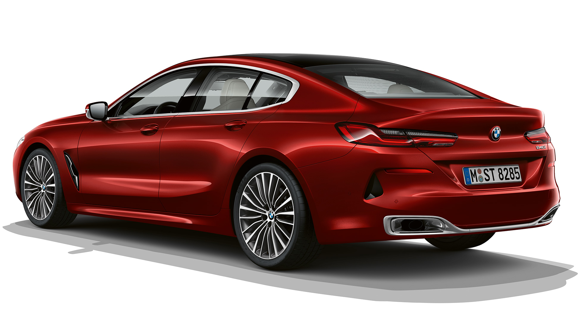 Базова модель вид ззаду з поворотом в три чверті BMW 8 серії Gran Coupé, базова модель вид ззаду з поворотом в три чверті