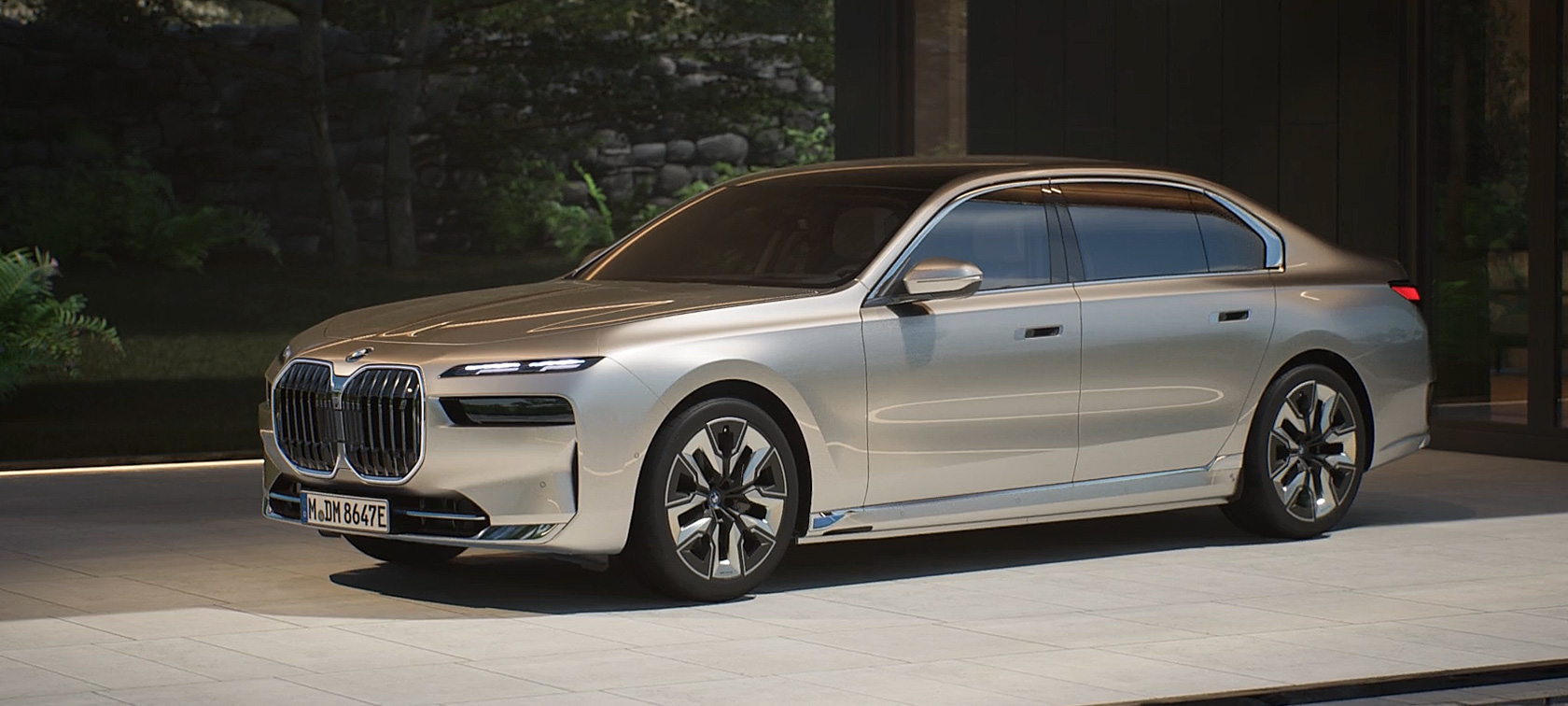 BMW i7 Седан G70 Екстер'єр Особливості, відео BMW i7 Седан G70 у кольорі BMW Individual Oxid grey metallic, Екстер’р, відео динаміки руху