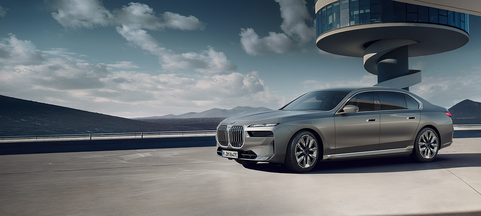 BMW i7 G70 2022 Седан у кольорі BMW Individual Oxid grey metallic, вид збоку