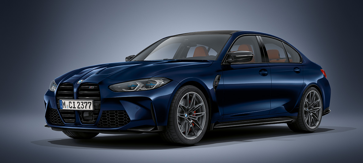 BMW у кольорі Individual Frozen Brilliant metallic BMW M3 Седан G80 2020 BMW M3 Седан BMW Individual Frozen Brilliant metallic G80 2020 з видом на три чверті спереду нерухомий