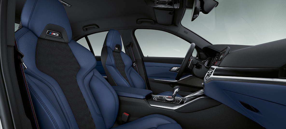 BMW Individual інтер’єр декоративні планки у кольорі piano finish Black BMW M3 Седан G80 2020 інтер’єр BMW Individual шкіряна оббивка Merino Ivory White BMW M3 Седан G80 2020 інтер’єр