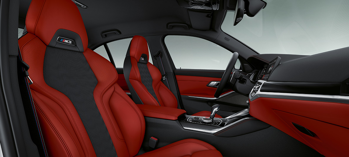 BMW Individual декоративні планки Aluminium high-gloss BMW M3 Седан G80 2020 інтер’єр BMW Individual декоративні планки Aluminium з акцентними вставками кольору Pearl Chrome BMW M3 Седан 2020 Інтер’єр