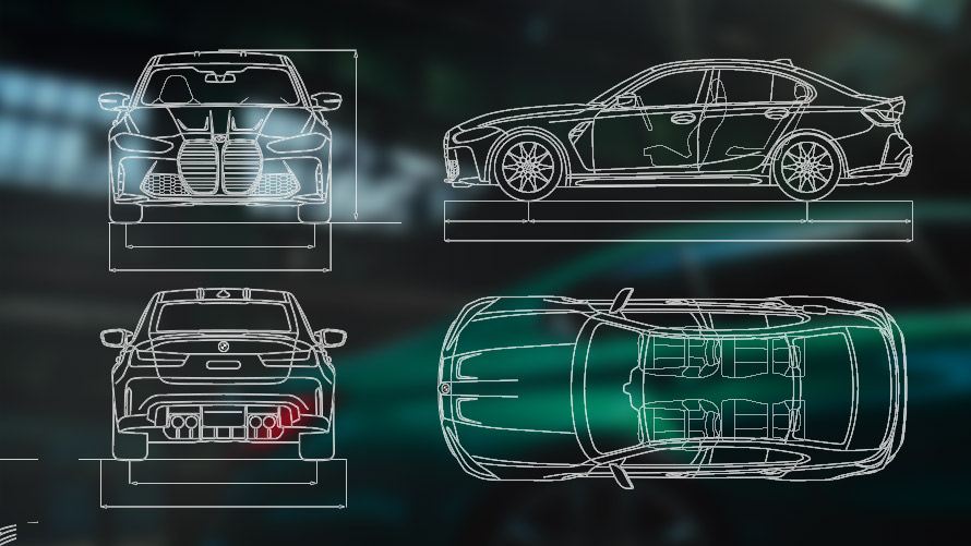 Габаритне креслення BMW M3 Седан G80 Габаритне креслення BMW M3 Седан G80