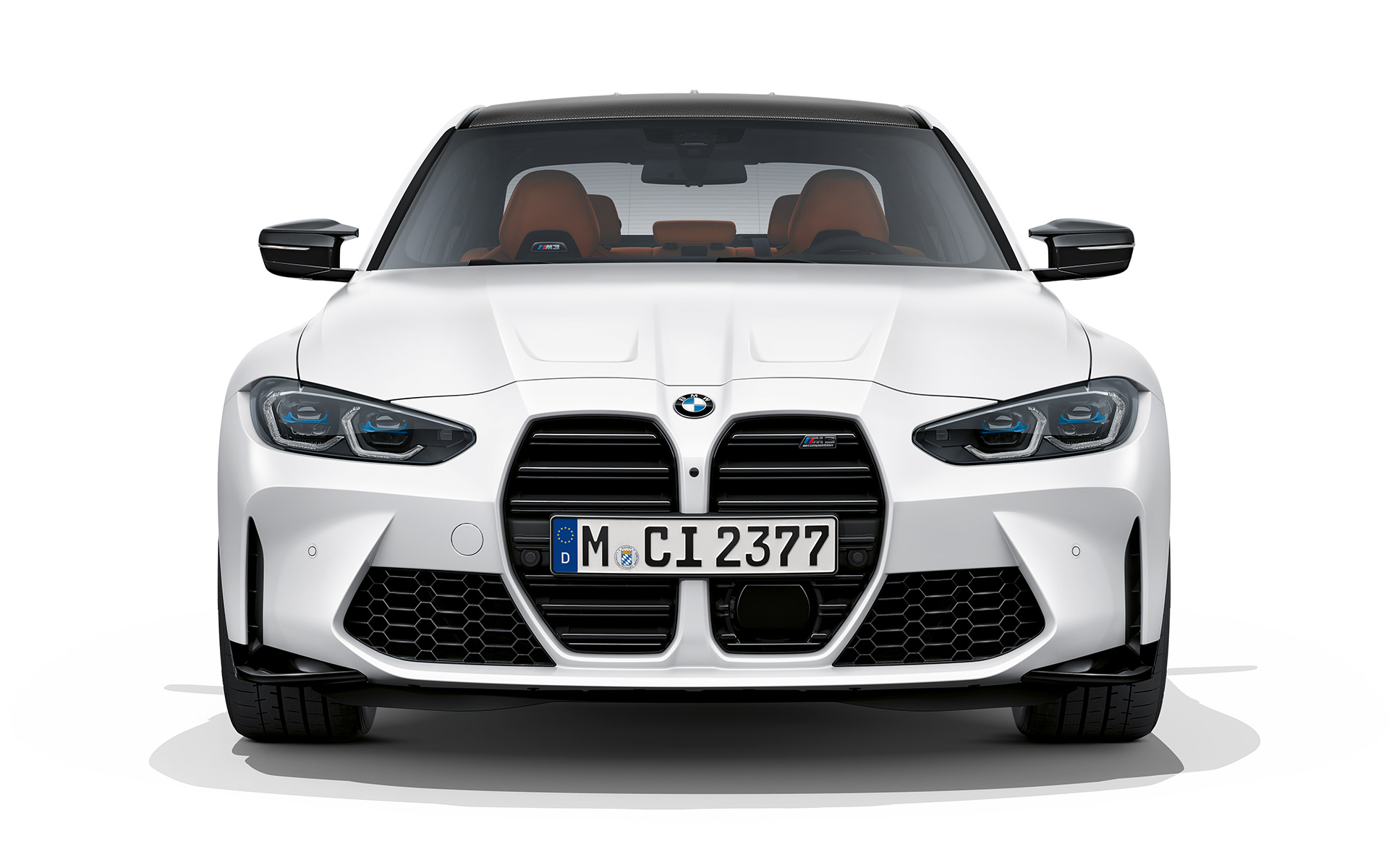 BMW M3 Competition G80 2020 Frozen Brilliant White metallic, вид спереду.