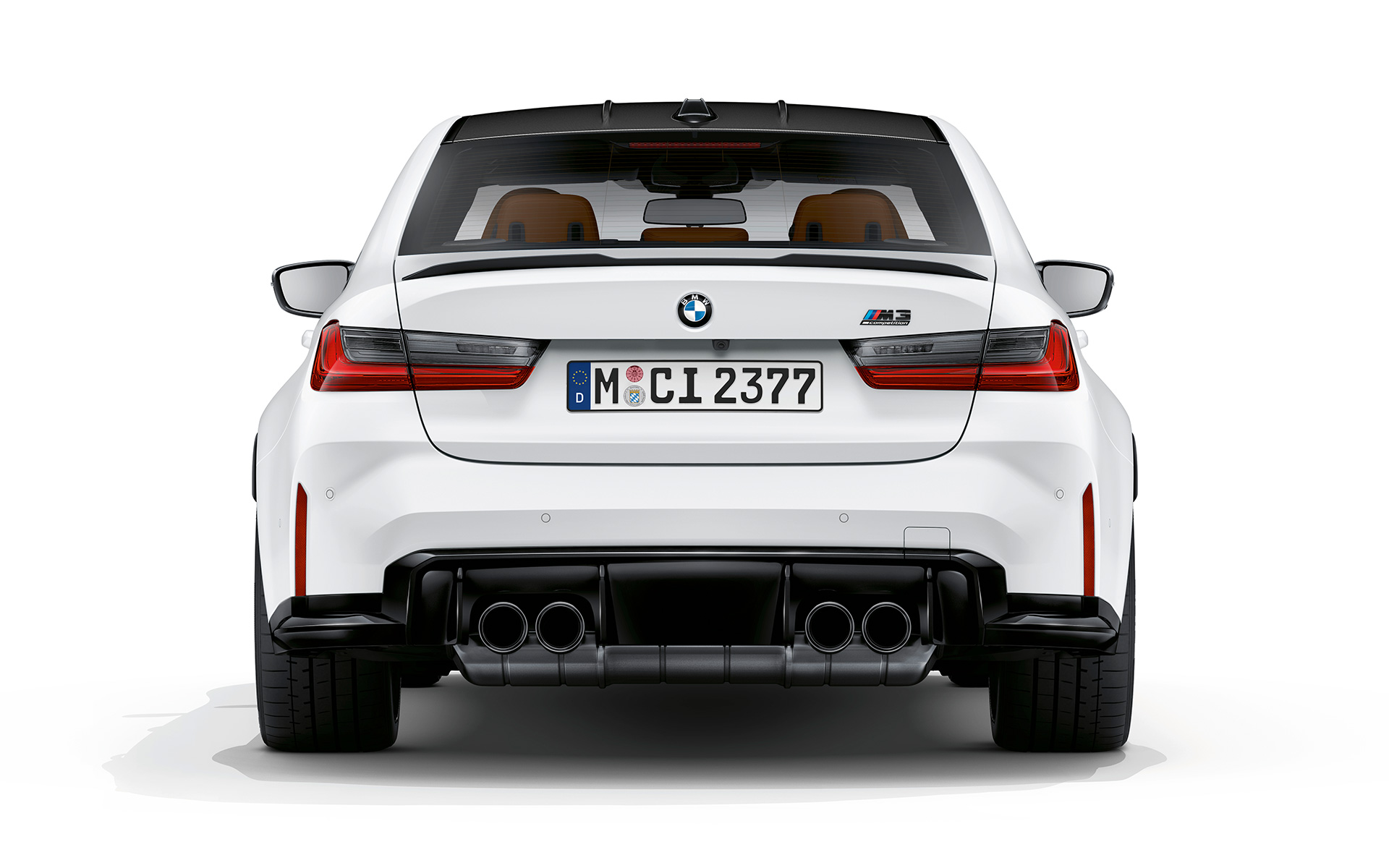 BMW M3 Competition G80 2020 у кольорі Frozen Brilliant White metallic, вид ззаду