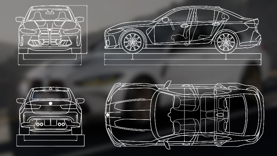 Габаритне креслення BMW M3 CS G80 Габаритне креслення BMW M3 CS G80