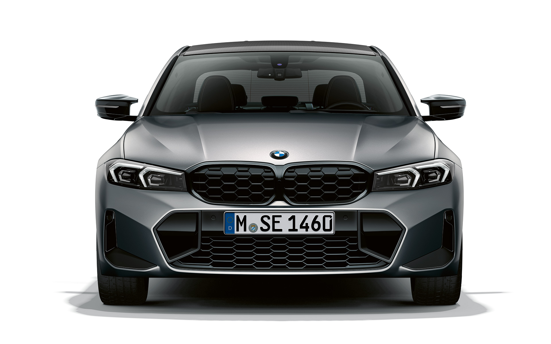 Вид спереду з решіткою радіатора BMW зі вставками M340i xDrive Седан G20 BMW M340i xDrive Седан G20 BMW Individual Frozen Pure Grey metallic, вид спереду з решіткою радіатора BMW