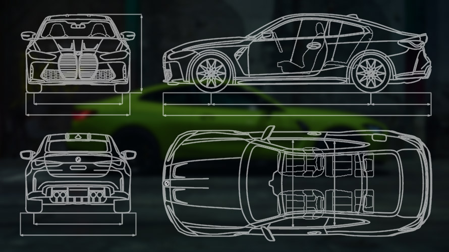 Габаритне креслення BMW M4 CSL G82 Габаритне креслення BMW M4 CSL G82
