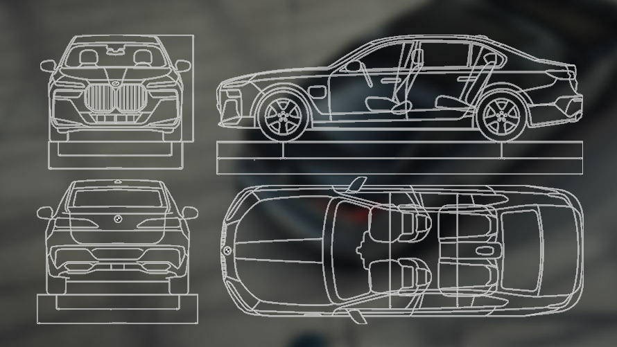 Габаритне креслення BMW M760e xDrive Седан G70 Габаритне креслення BMW M760e xDrive Седан G70