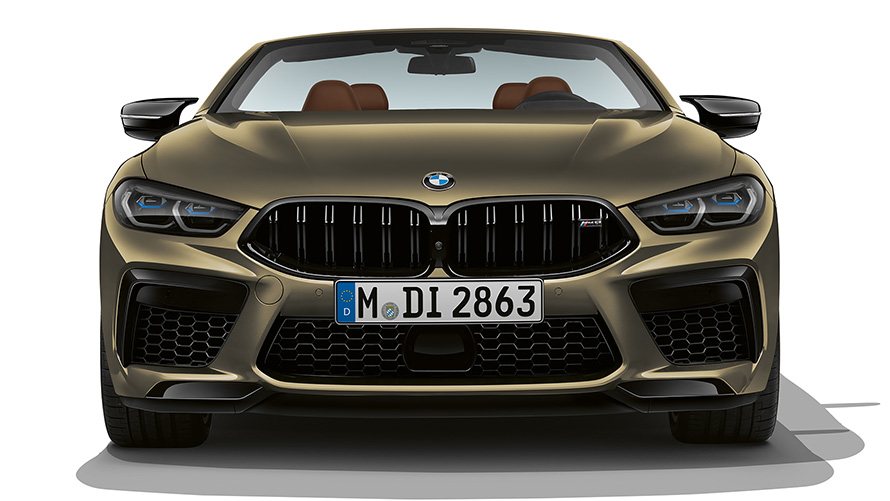 BMW M8 Competition Cabrio F91 LCI Facelift 2022 кольору BMW Individual Brass metallic, вид спереду