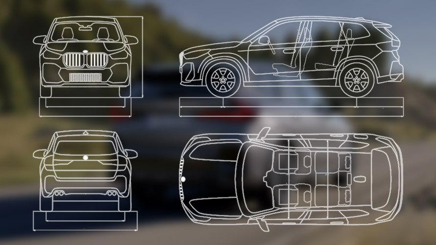 Габаритне вимірювання BMW X1 M35i xDrive U11 MP Габаритне вимірювання BMW X1 M35i xDrive U11 MP