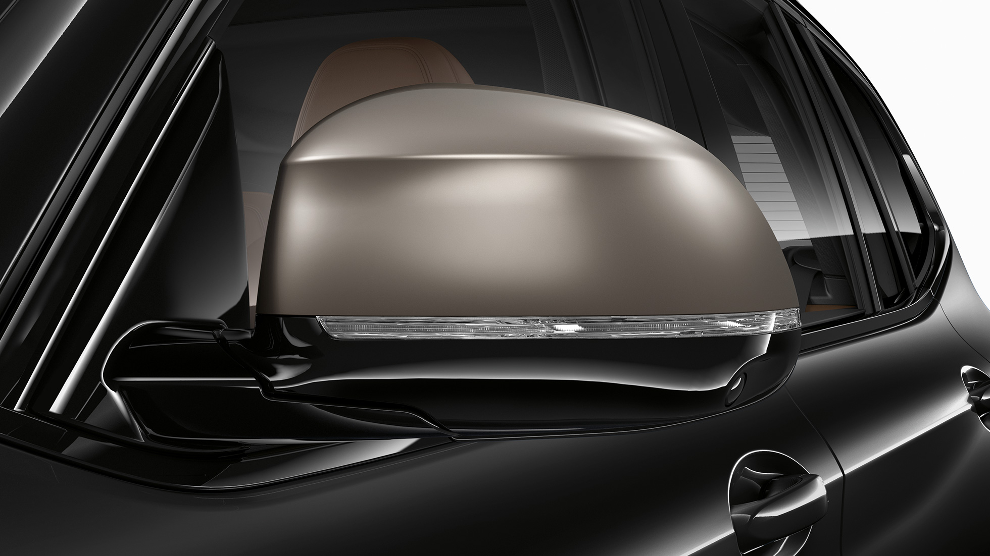 BMW X3 M40i і BMW X3, дзеркала заднього виду. BMW X3 M40i і BMW X3 M40d в Black Sapphire металік, екстер'єр, оцинковані дзеркала заднього виду в Cerium Grey.