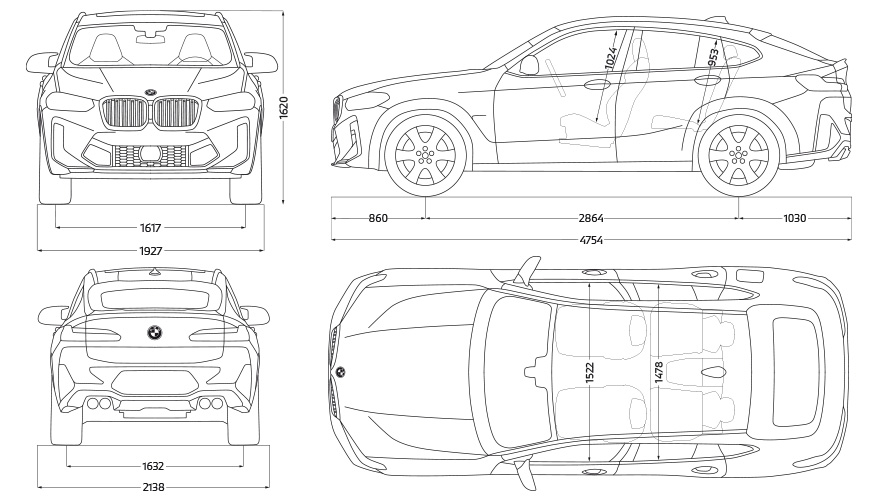 BMW X4 M Competition F98 LCI Facelift 2021, вид збоку на місці BMW X4 M Competition F98 LCI Facelift 2021, вид збоку на місці