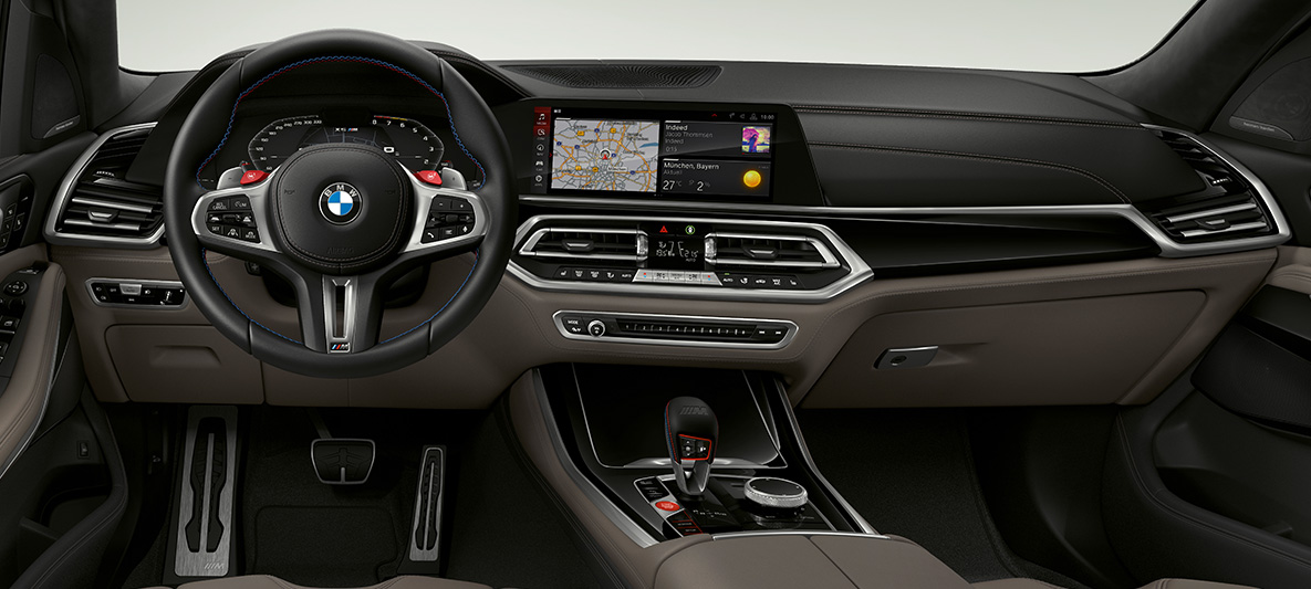 Шкіряне кермо М BMW X5 M Шкіряне кермо М з контрастним шиттям BMW X5 M F95 кабіна