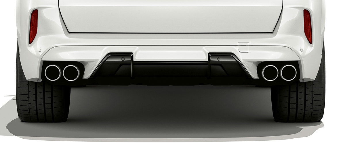 Задній бампер BMW X5 M F95 Задній бампер BMW X5 M Mineral white F95 2020 SUV вид ззаду