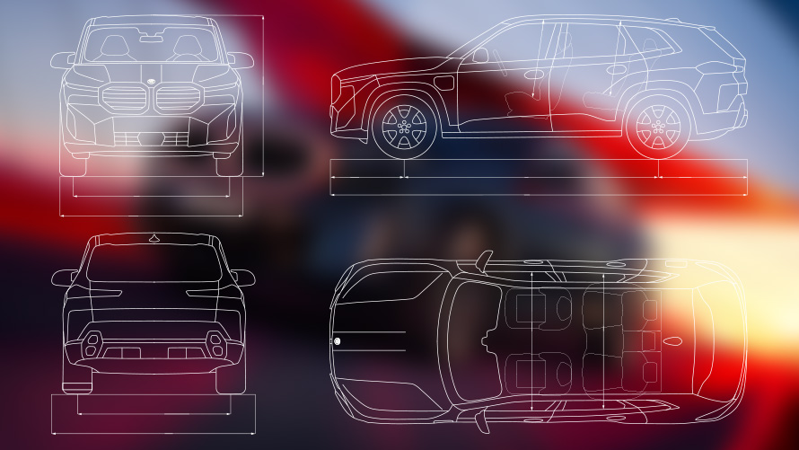 BMW XM G09 Label Red вид збоку у три чверті BMW XM G09 Label Red вид збоку у три чверті на місці
