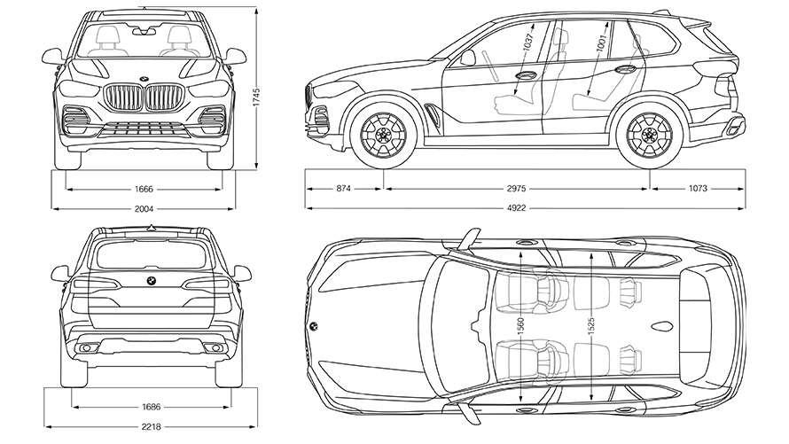 Креслення BMW X5 розміри Креслення BMW X5 розміри