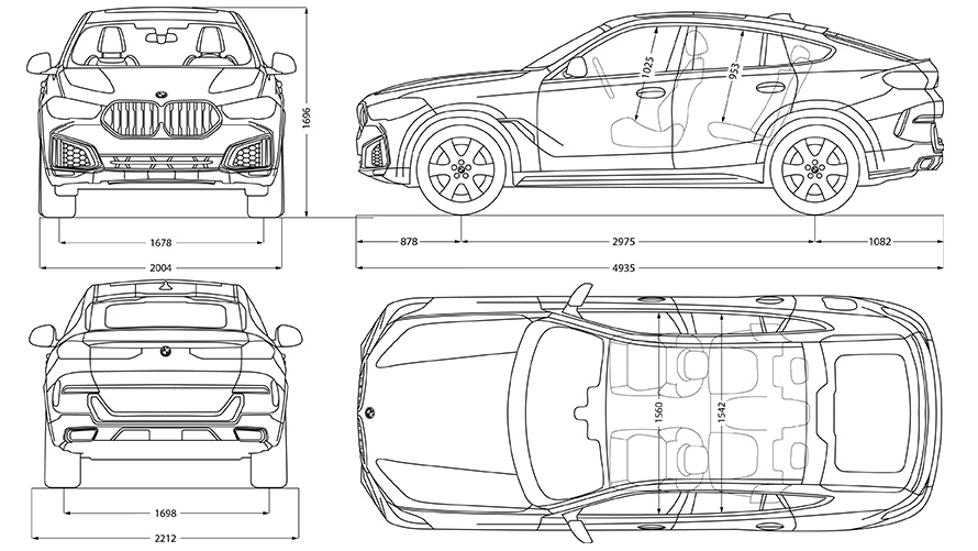 Креслення BMW X6 розміри Креслення BMW X6 розміри