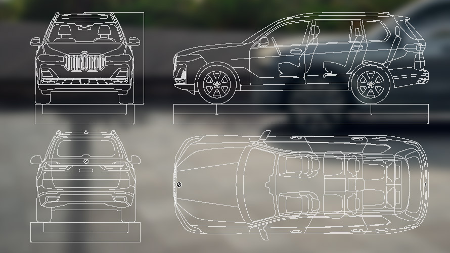 Габаритні креслення BMW X7 G07 LCI Габаритні креслення спереду збоку ззаду зверху BMW X7 G07 LCI