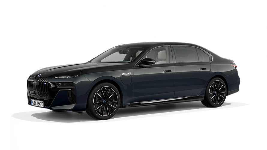 BMW M760e xDrive G70 PHEV 3/4 вид спереду на місці