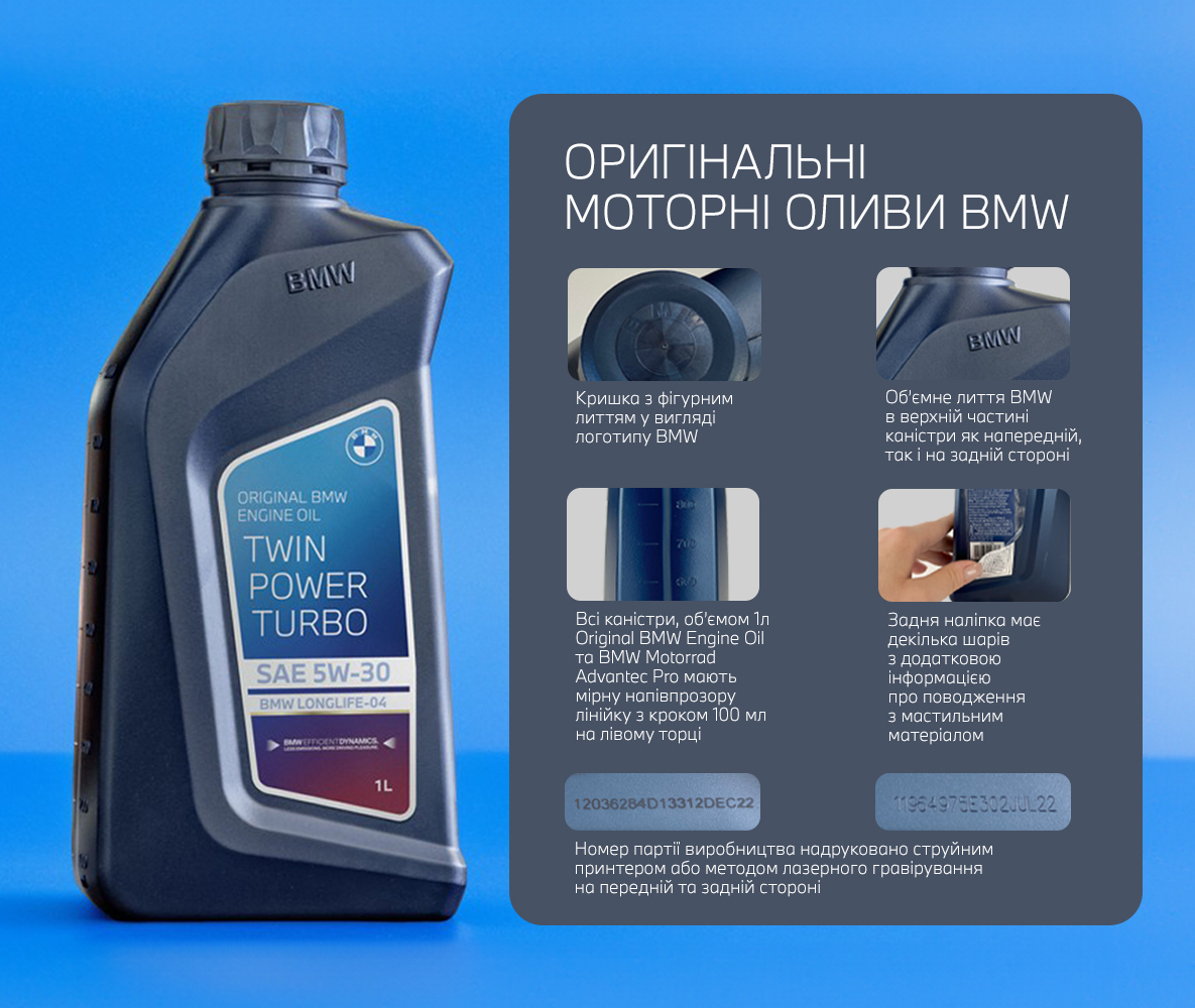 Асортимент оригінальних моторних олив BMW. Асортимент оригінальних моторних олив BMW.
